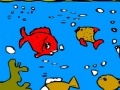 Big aquarium and colorful fishes coloring