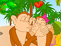 Cute monkey kissing