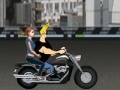 Johnny Bravo driving a motorcycle