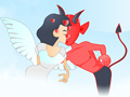 Devil and Angel Kissing