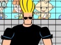 Johnny Bravo stands at the gate