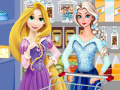 Elsa and rapunzel food shopping