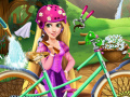 Girls fix it Rapunzel's bicycle