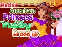 ネイティブアメリカンのプリンセスのウェディングドレスアップ 
