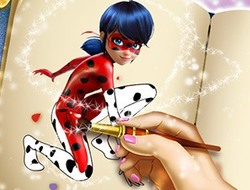 点線の女の子の塗り絵 