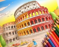 塗り絵: ローマのコロッセオ 