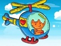 Coloring Book: Cat Driving Helicopter