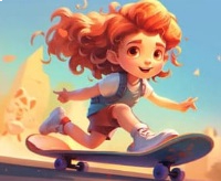塗り絵: スケートボードに乗る 