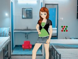 音楽パーティーに逃げる女の子 