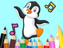 塗り絵: 踊るペンギン .