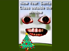 New Year: Santa Claus outside the window