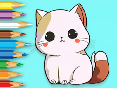 塗り絵: かわいい子猫 