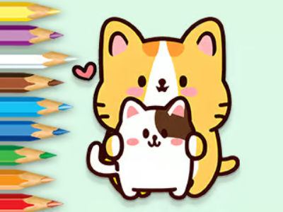 ぬりえ: 猫を抱きしめる 
