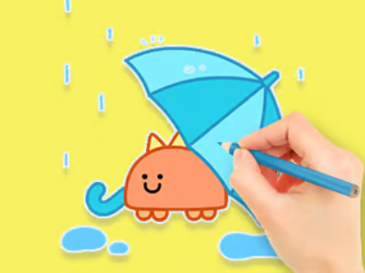 塗り絵: 楽しい雨の日 