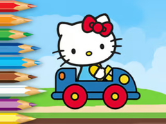 Coloring Book: Hello Kitty Driving Car