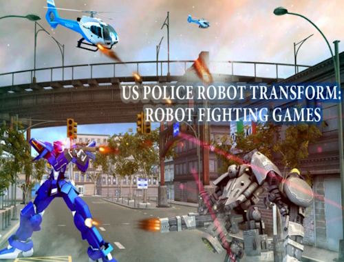 米国警察ロボットの変身: ロボット格闘ゲーム .