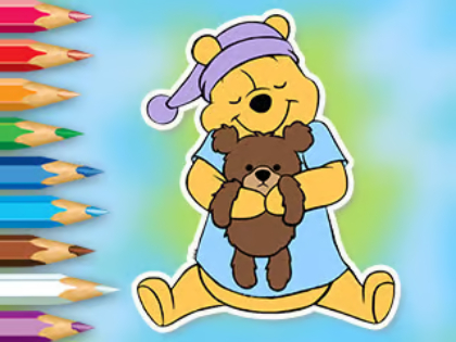 塗り絵: クマのおもちゃとくまのプーさん 