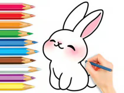 塗り絵: かわいいウサギ .