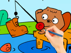 Coloring Book: Fishing Squirrel