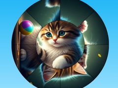 Round Jigsaw Puzzle Collect Pictures with Cute Kittens