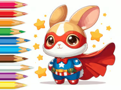 ぬり絵: スーパーウサギ .
