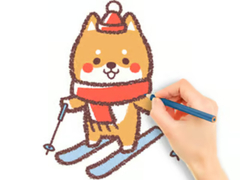 Coloring Book: Skiing Puppy