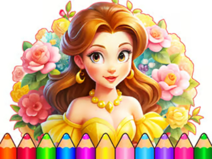 塗り絵：フラワードレスアップ 