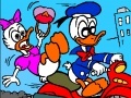 Donald Duck on a motorcycle
