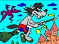 Coloring: Wolf on a broomstick