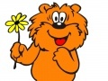 Bear cub with a beautiful camomile