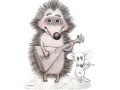 Hedgehog and mouse play musical instruments